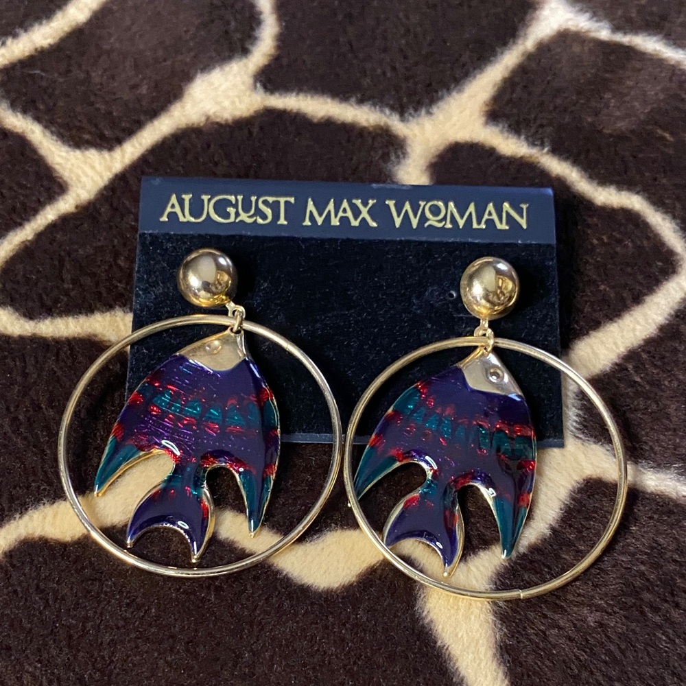 August Max Vintage 90’s Vibrant Fish Hoop Earrings